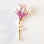Magnolia Flower Brooch pink and purple enamel, pink rhinestones, white bead, gold-tone metal 29x65mm