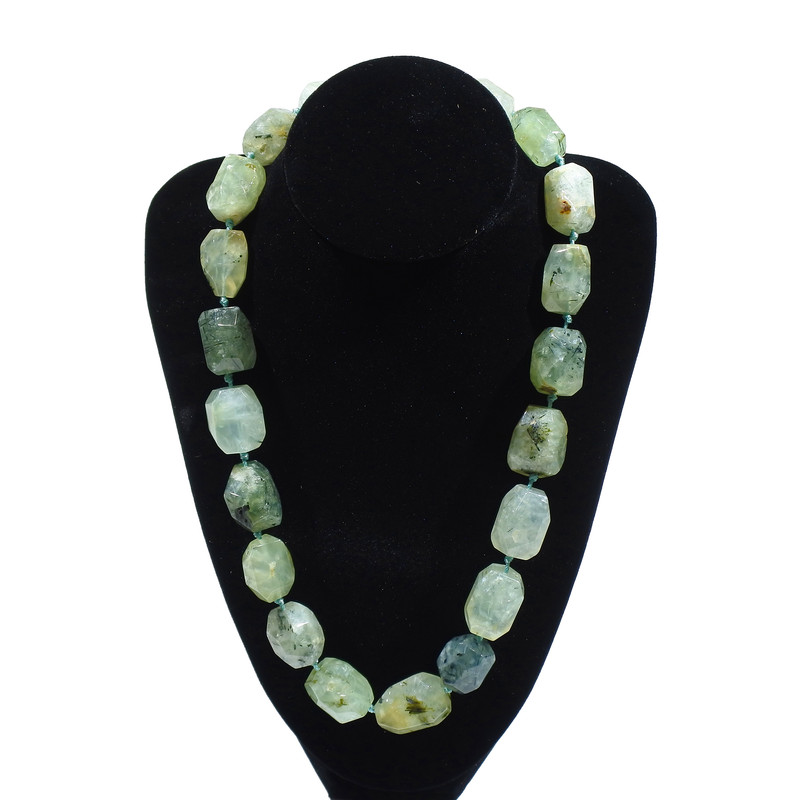 Prehnite Necklace natural stone faceted beads, diameter 14x20mm+/-, length 52cm+
