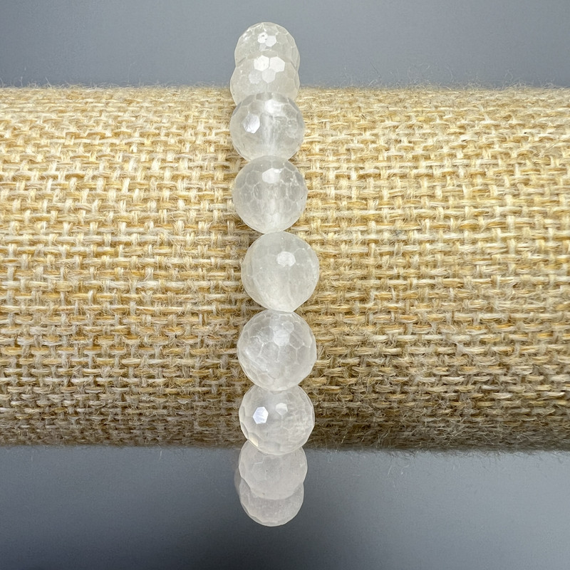Rock Crystal Bracelet natural stone faceted bead, diameter 8mm+-, length 18cm+- (stretch)