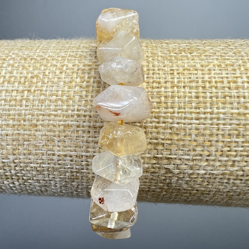 Citrine Bracelet natural stone faceted rondelle, diameter 11x7mm+-, length 18cm+- (stretch)