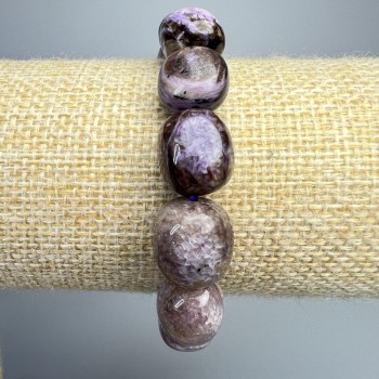 Charoite Bracelet natural stone large tumbled, diameter 12x14mm+-, length 18cm+- (stretch)
