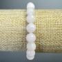 White Quartz Bracelet natural stone faceted round bead, diameter 8mm+-, length 18cm+- (stretch)