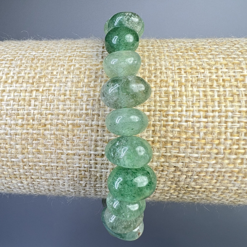 Jade Bracelet natural stone tumbled, diameter 10x7mm+-, length 18cm+- (stretch)