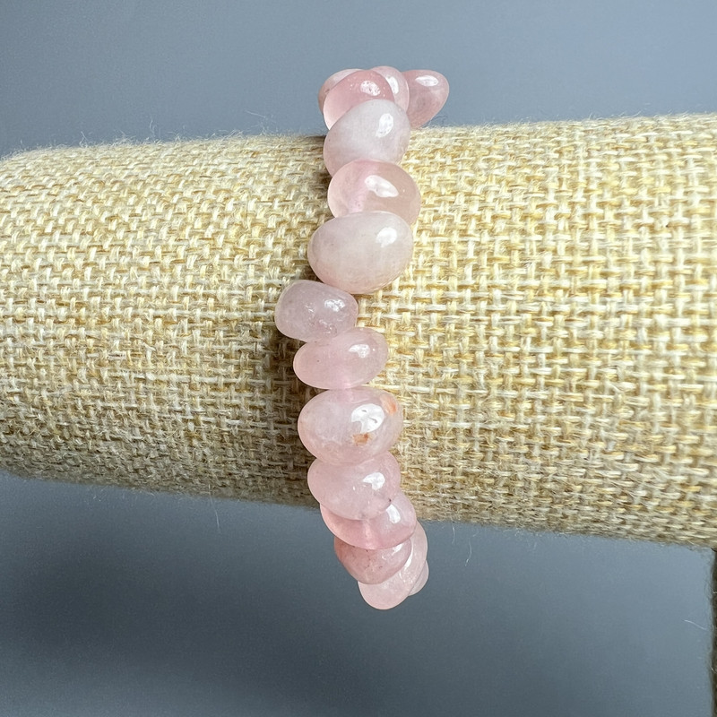 Rose Quartz Bracelet natural stone tumbled, diameter 11x7mm+-, length 18cm+- (stretch)