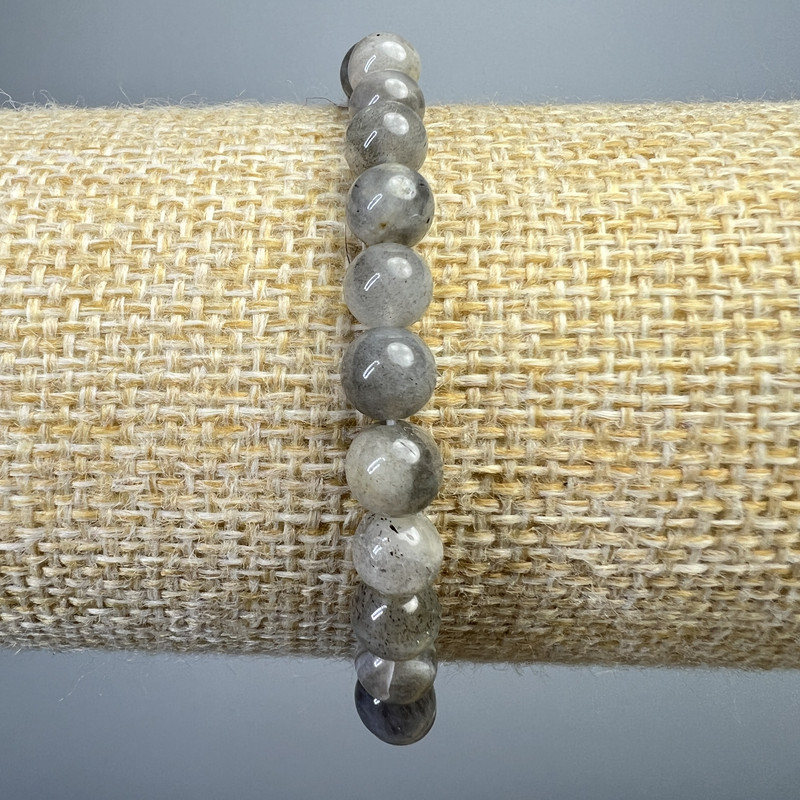 Labradorite Bracelet, Natural Stone Smooth Beads, Diameter 6mm+-, Length 18cm+- (Stretch)