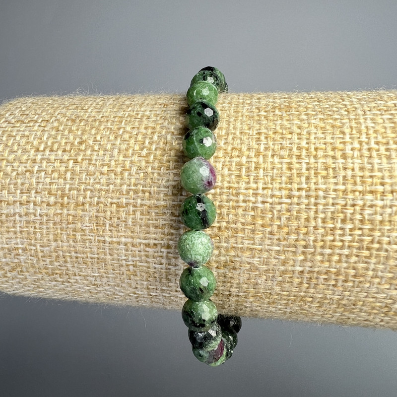 Zoisite Bracelet, Natural Stone Faceted Beads, Diameter 6mm+-, Length 18cm+- (Stretch)