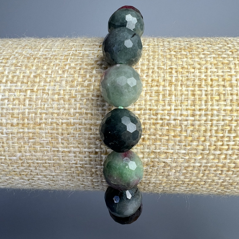 Zoisite Bracelet, Natural Stone Faceted Beads, Diameter 10mm+-, Length 18cm+- (Stretch)