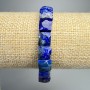 Lapis Lazuli Bracelet, natural stone flat faceted cube, diameter 9x9x5mm+/-, length 18cm+/- (stretch)