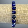 Lapis Lazuli Bracelet, natural stone faceted rondelle, diameter 8x6mm+/-, length 18cm+/- (stretch) with beads