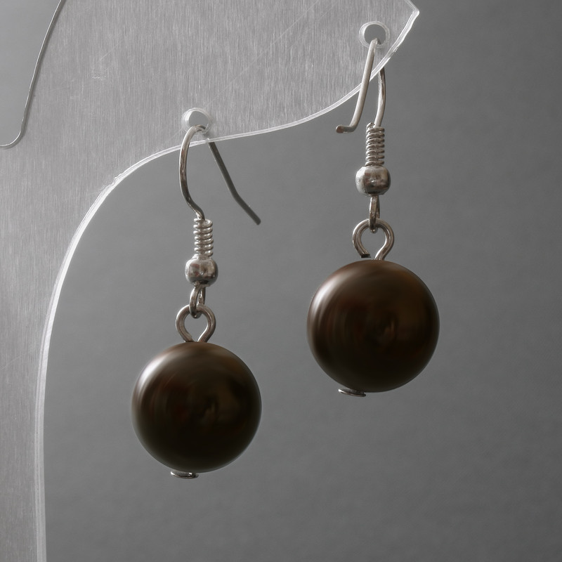 Garnet Earrings, natural stone smooth ball, diameter 12mm+/-, length 33mm+