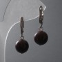 Garnet Earrings, natural stone smooth ball, diameter 12mm+/- English lock, length 33mm+