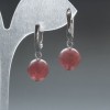 Strawberry Quartz Earrings, natural stone smooth ball, diameter 12.5mm+/- English lock, length 33mm+