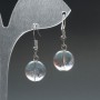 Rock Crystal Natural Stone Earrings, smooth round beads, diameter 12.5mm(+-), length 33mm+