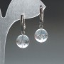 Rock Crystal Natural Stone Earrings, smooth round beads, diameter 12.5mm(+-), English lock, length 33mm+