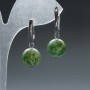 Moss Agate Earrings, smooth round beads, diameter 12.5mm(+-), English lock, length 33mm+