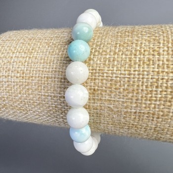 Hemimorphite Bracelet, Natural Stone Smooth Bead, Diameter 8.5mm+/-, Length 18cm+/- (Stretch)