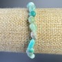 Amazonite Bracelet, Natural Stone Tumbled Beads, Diameter 6x7mm+-, Length 18cm+- (Stretch)