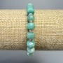 Amazonite Bracelet, Natural Stone Faceted Rondelle, Diameter 8x6mm+-, Length 18cm+- (Stretch) with Seed Beads