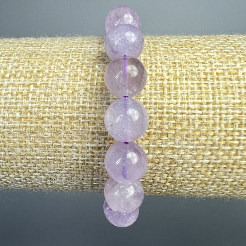 Lavender Amethyst Bracelet, Natural Stone Smooth Bead, Diameter 10mm+-, Length 18cm+- (Stretch)