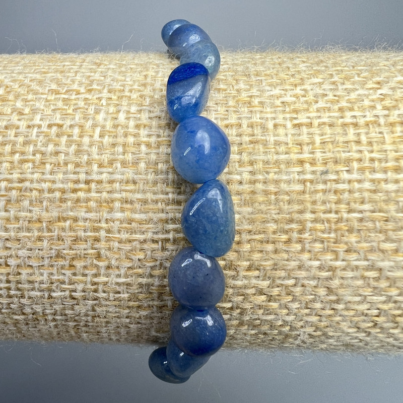 Blue Aventurine Bracelet, Natural Stone Tumbled Nugget, Diameter 7x9mm+-, Length 18cm+- (Stretch)