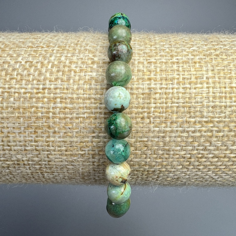 Chrysocolla Bracelet, Natural Stone Smooth Round Beads, Diameter 6.5mm+-, Length 18cm+- (Stretch)