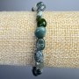 Moss Agate Bracelet, natural stone tumbled beads, diameter 7x9mm+/-, length 18cm+/- (stretch)