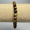 Yellow Pietersite Bracelet, natural stone smooth round beads, diameter 6.5mm+/-, length 18cm+/- (stretch)