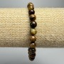 Yellow Pietersite Bracelet, natural stone smooth round beads, diameter 6.5mm+/-, length 18cm+/- (stretch)