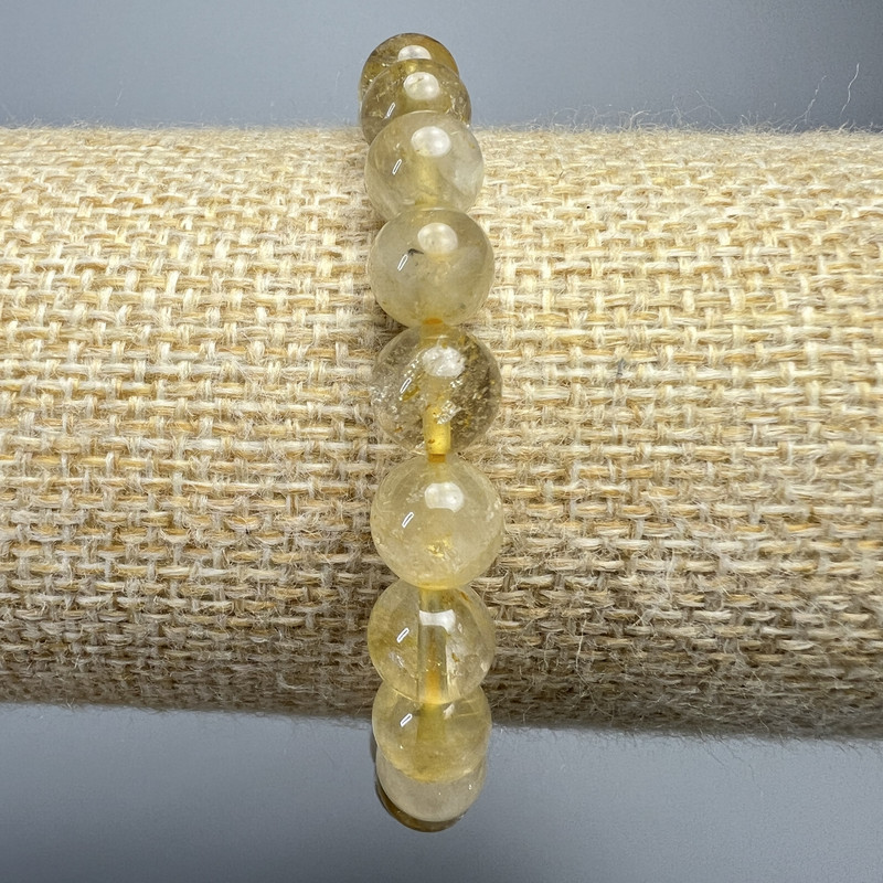 Rutilated Quartz (Tiger Hair) Bracelet, natural stone smooth round beads, diameter 8mm+/-, length 18cm+/- (stretch)