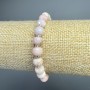 Pink Opal Bracelet, Natural Stone Faceted Rondelle, Diameter 8×6mm+/-, Length 18cm+/- (Stretch) with Seed Beads