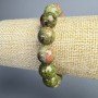 Heliotrope Jasper Bracelet, Natural Stone Smooth Bead, Diameter 12.5mm+/-, Length 18cm+/- (Stretch)