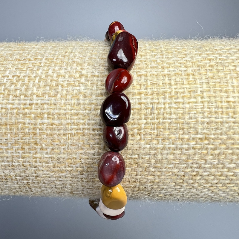 Mookaite Jasper Bracelet, Natural Stone Tumbled, Diameter 6×9mm+/-, Length 18cm+/- (Stretch)