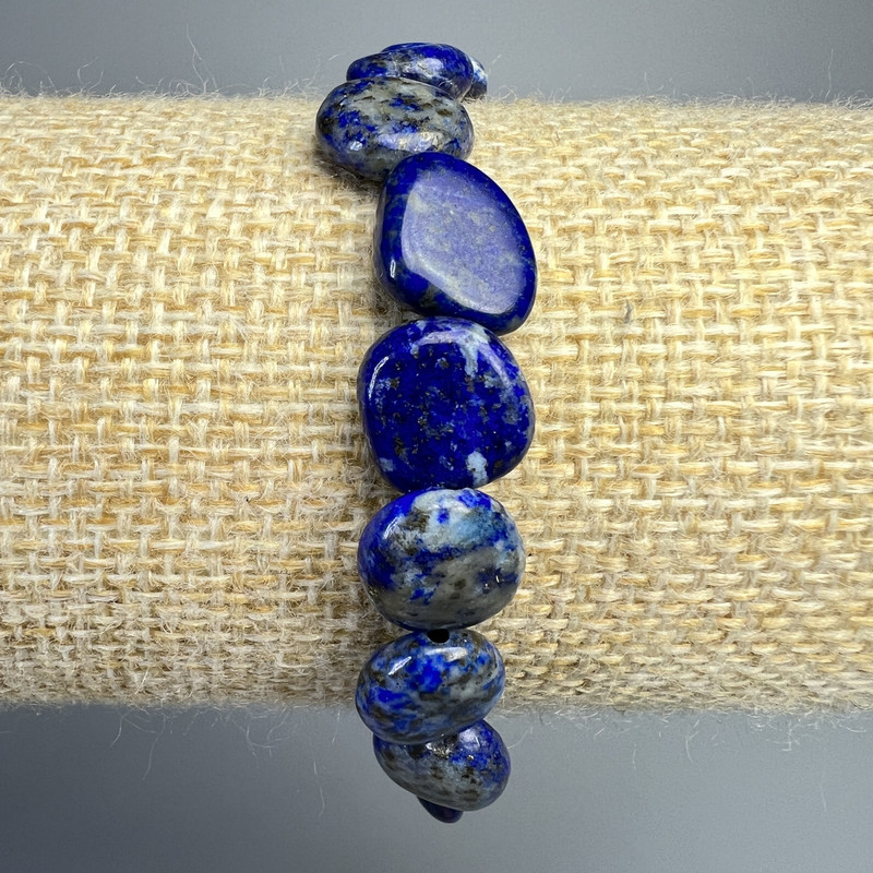 Lapis Lazuli Bracelet, Natural Stone Tumbled, Diameter 10×12mm+/-, Length 18cm+/- (Stretch)