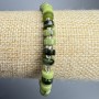 Canadian Jadeite Bracelet, Natural Stone Disc, Diameter 6x3mm+/-, Length 18cm+/- (Stretch) with Seed Beads