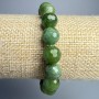 Canadian Jadeite Bracelet, Natural Stone Faceted Bead, Diameter 10mm+/-, Length 18cm+/- (Stretch)
