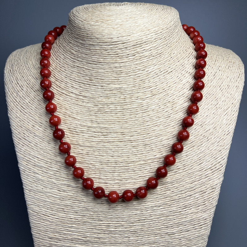 Red Jasper (Imitation) Necklace, Smooth Round Bead, Diameter 8mm+/-, Length 50cm+