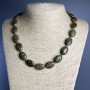Necklace Jasper Heliotrope natural stone oval, diameter 13x18x6mm+-, length 49cm +