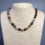 Necklace Assorted natural stone faceted round bead, diameter 8.5mm+-, length 50cm +