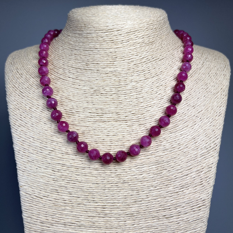 Raspberry Tourmaline Necklace, Faceted Bead, Diameter 8mm+/-, Length 50cm+