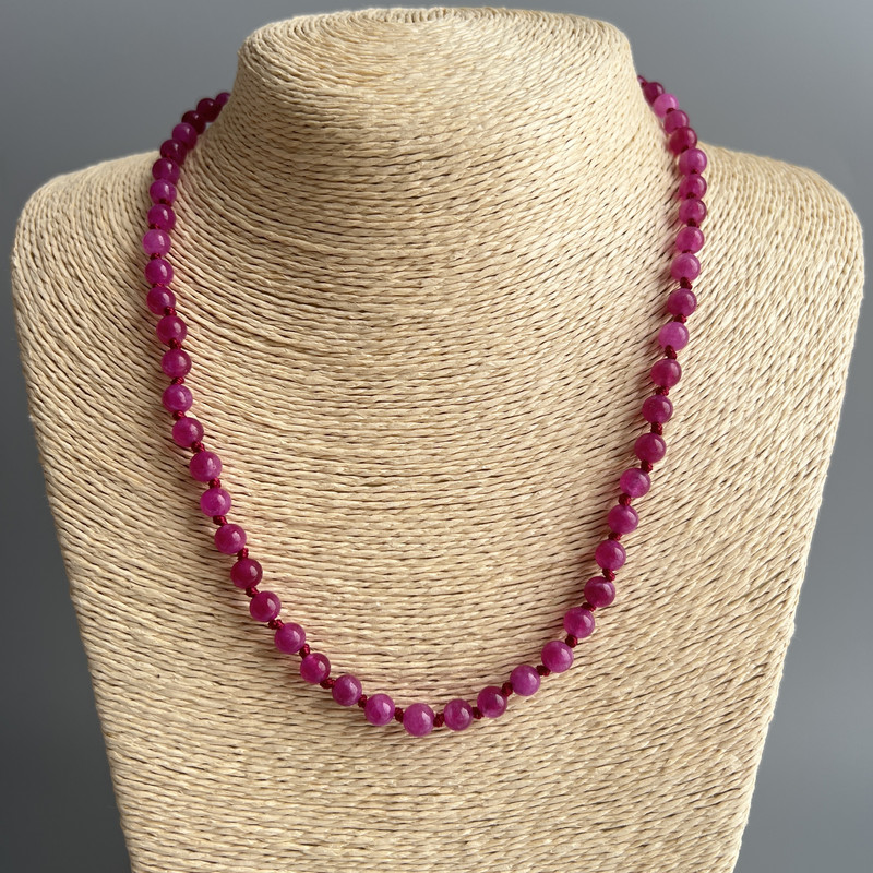 Raspberry Tourmaline Necklace, Smooth Bead, Diameter 6mm+/-, Length 50cm+