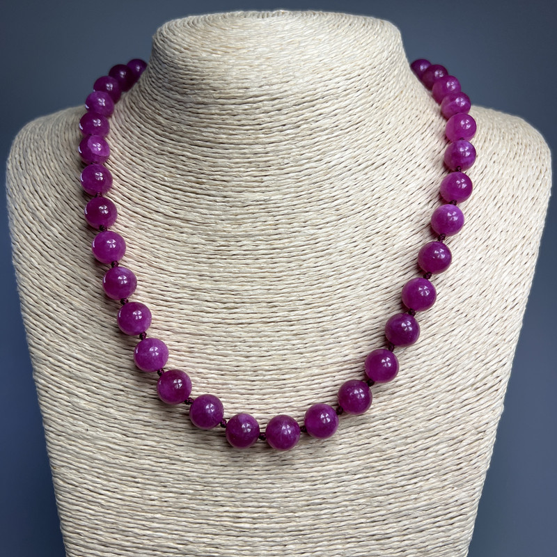 Raspberry Tourmaline Necklace, Smooth Bead, Diameter 10mm+/-, Length 50cm+