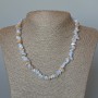 Blue Agate Necklace (Blue Chalcedony, Saphirine) Natural Stone Chips, Diameter 9x3mm+/-, Length 47cm+
