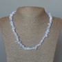 Blue Agate Necklace (Blue Chalcedony, Sapphirine), natural stone tumbled beads, diameter 7x3mm+/-, length 48cm+