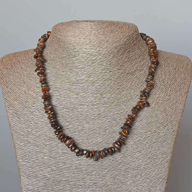 Bronzite Necklace, natural stone chips, diameter 7x2mm+/-, length 47cm+