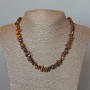 Tiger's Eye Necklace, natural stone chips, diameter 7x3mm+/-, length 47cm+