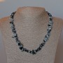Snowflake Obsidian Necklace, natural stone chips, diameter 9x4mm+/-, length 47cm+