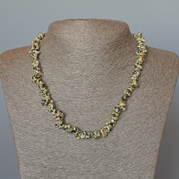 Dalmatian Jasper Necklace, natural stone chips, diameter 9x4mm+/-, length 46cm+