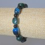 Blue-Green Agate Bracelet natural stone bar bead, diameter 9x12mm+/-, smooth round bead, diameter 6mm+/-, length 18cm+/- (stretch)