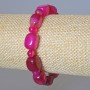 Raspberry Agate Bracelet, Natural Stone Bar 9x12mm+/-, Smooth Round 6mm+/-, Length 18cm+/- (Stretch)