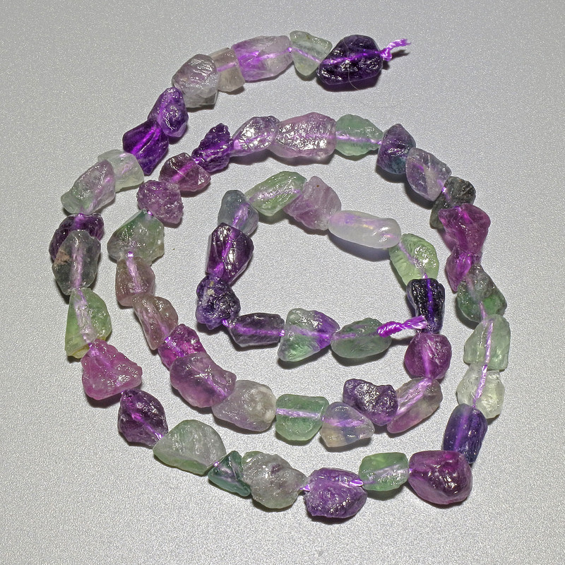Fluorite Beads, Natural Raw Stone Tumbled, Diameter 6x8mm+/-, Length 40cm+/- on a Strand